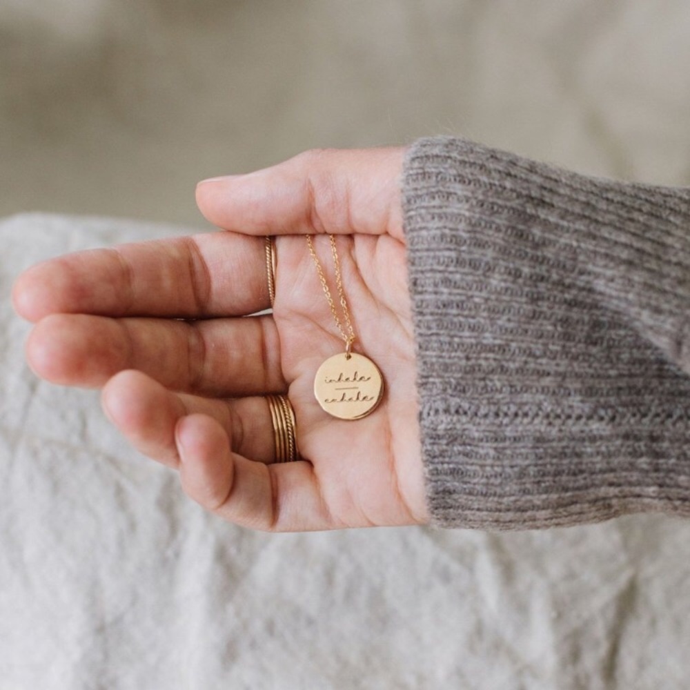 Inhale/Exhale Mantra Minimalist Bohemian Necklace - Picture 5 of 16